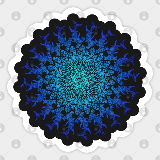 Tribal Hammerhead Mandala Sticker by artsytoocreations